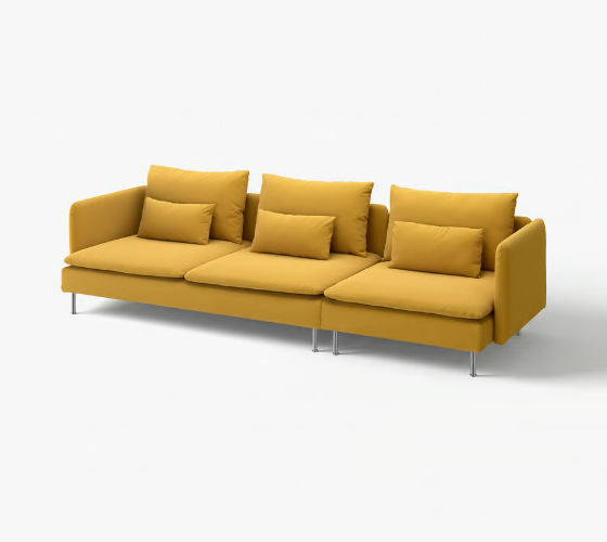 Yellow three-seater modular sofa
